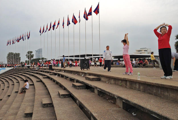 Phnom Penh residents use the complex daily for exercise and recreation, 2014
