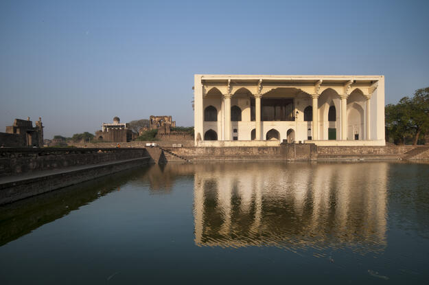 Bijapur’s Asar Mahal faces a large pool to the east. Photo credit: Joginder Singh.