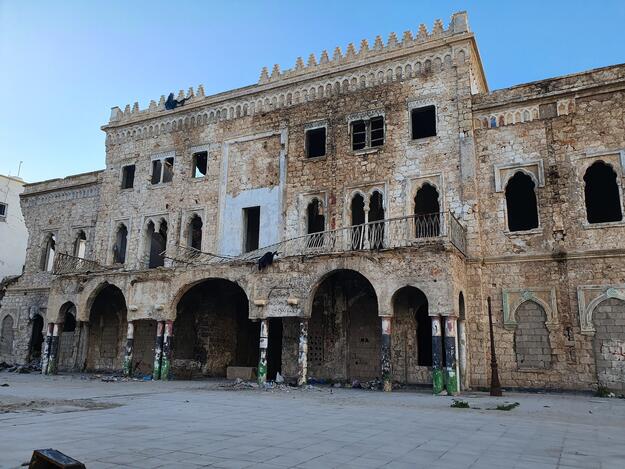 Benghazi's historic town hall, built during the Ottoman era and later expanded under Italian colonization, 2021.