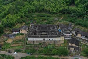 Aerial view of fortified manor of Shaoanzhuang, 2020.