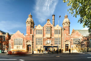 Fully restored Moseley Road Baths and Balsall Heath Library façade. Nov 2022