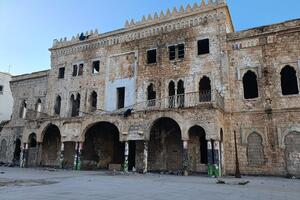 Benghazi's historic town hall, built during the Ottoman era and later expanded under Italian colonization, 2021.