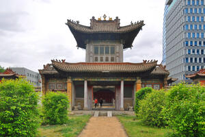 The Dund Gate, seen from the first courtyard of the Choijin Lama Temple complex, 2019.