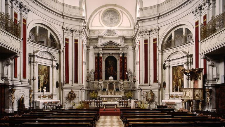 View towards the altar of Santa Maria della Visitazione after restoration, 1978