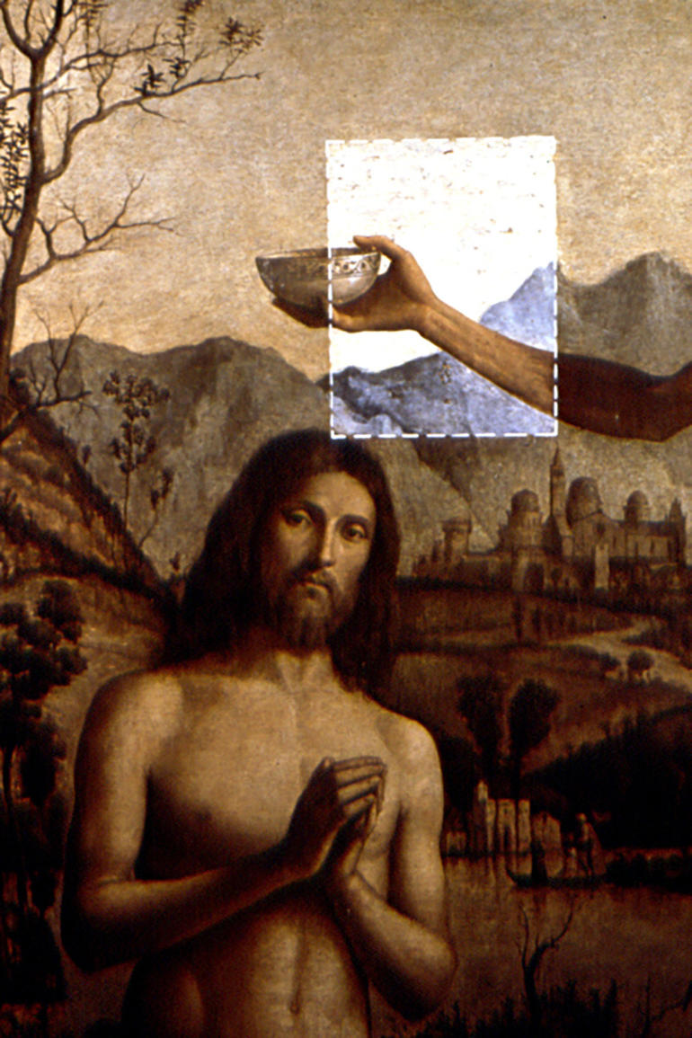Cima da Conegliano's Baptism of Christ, during conservation, 1989