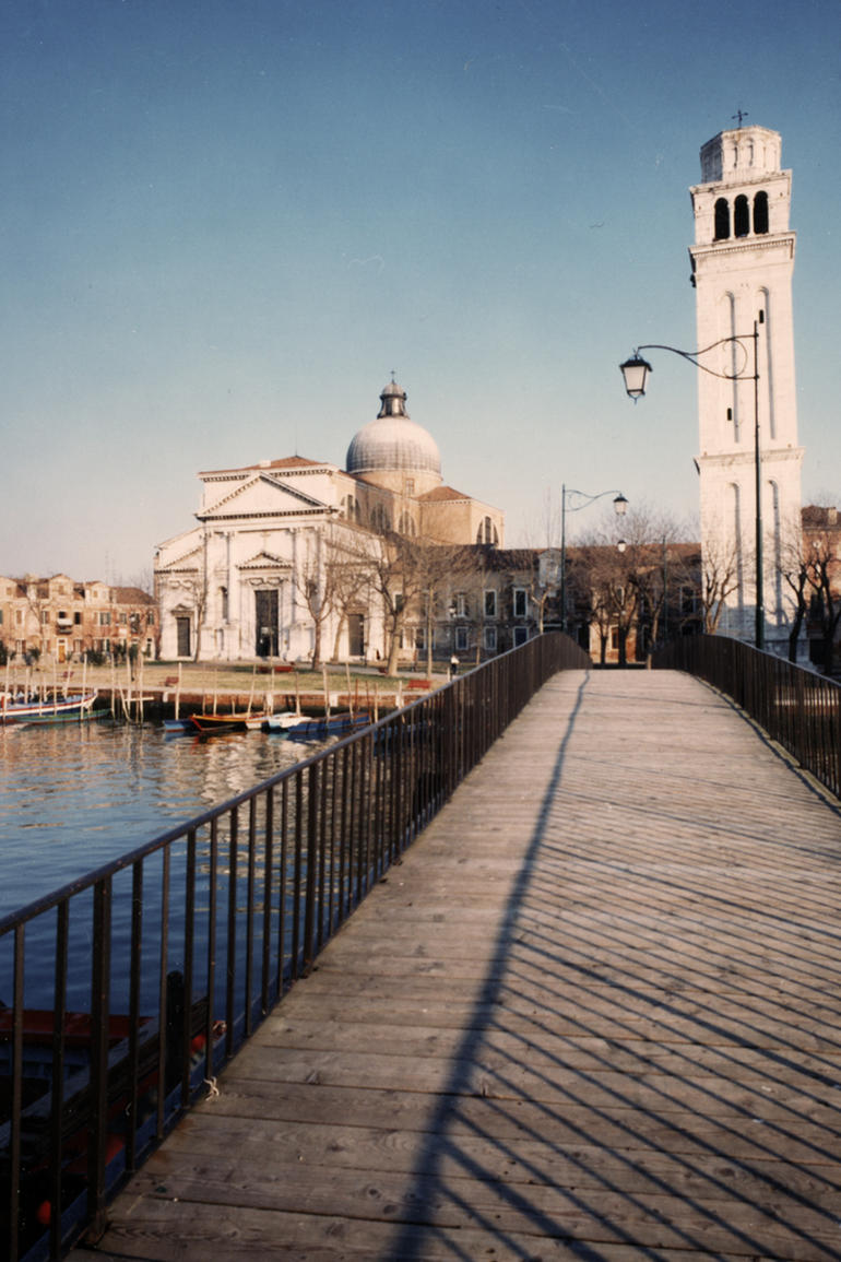 The façade and bell tower of San Pietro di Castello after restoration, 1982