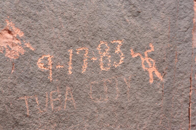 Tutuveni petroglyphs with vandalism.