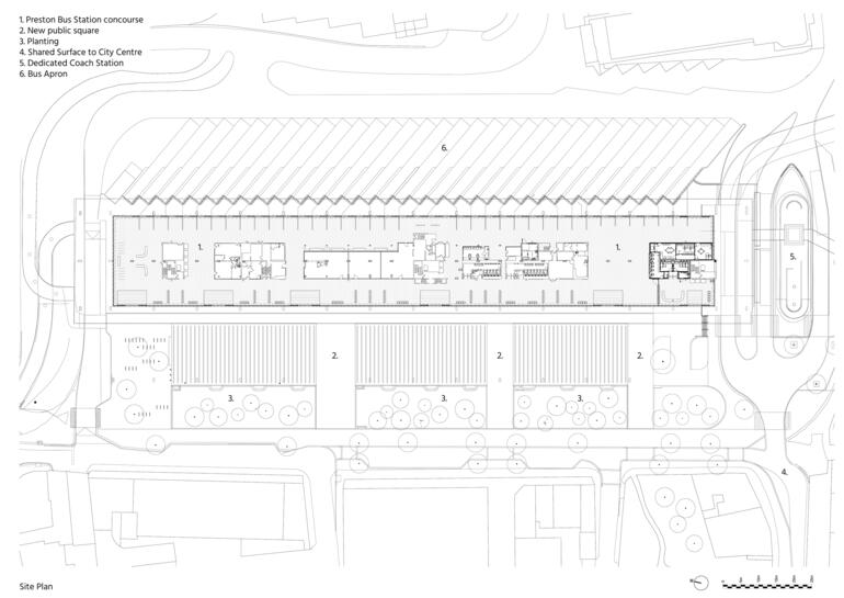 Site plan, Preston Bus Station, United Kingdom, courtesy John Puttick Associates