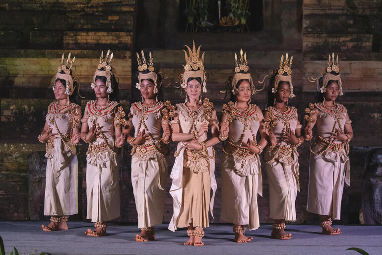 Sacred Dancers of Angkor, who performed at the Gala dinner at Prasat Kravanh at Angkor Archaeological Park, Cambodia.