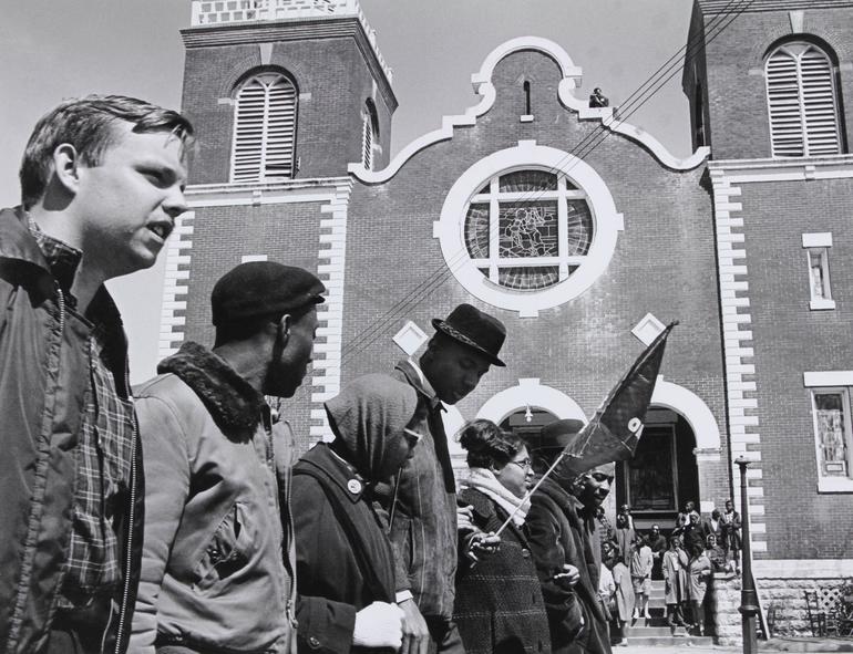 The beginning of the 1965 Selma to Montgomery March at Brown Chapel A.M.E. Church. Photo: James Barker.