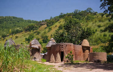 Traditional village of Tamberma in Koutammakou, the Land of the Batammariba people, in the Kara region of Togo. 