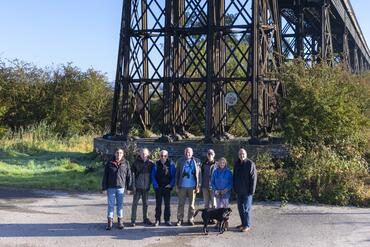 Kieran (fourth from left) and the FoBV Committee at the time of Watch nomination, at Bennerley Viaduct. Photo credit: Andy Marshall.