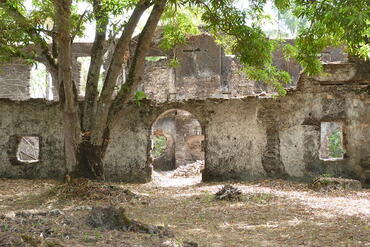The remains of the Bunce Island slave fort, 2020. 