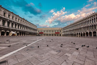 An empty San Marco Square in Venice, Italy. 