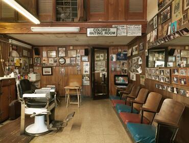 Malden Brothers Barbershop in the Ben Moore Hotel. Photo by William Abranowicz.