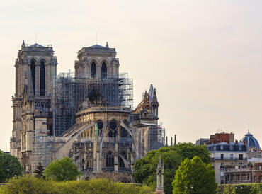 Scaffolding at the Notre Dame Cathedral in Paris, France. 