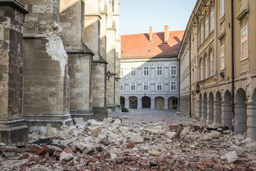 Damage from the recent march 2020 earthquake in Zagreb, Croatia.